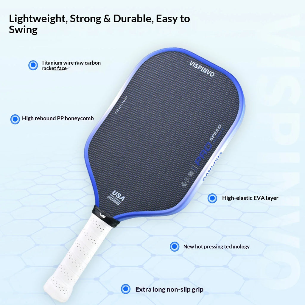 New Style 16mm Portable Blue Titanium EVA PP Honeycomb Foam T700 Hybrid GEN3 Offensive Pickleball Racket for Entertainment All