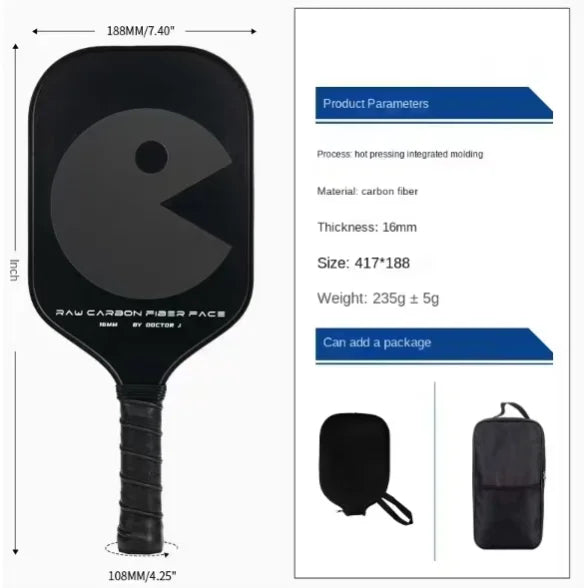 Hot Selling Durable Professional Competition Grade Hot Press Cloth Frosted Honeycomb Core Carbon Fiber Pickleball Paddle