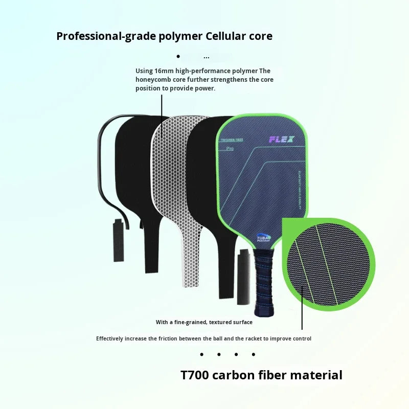 New Style 16mm Honeycomb Titanium Wire Pattern Strong Rotational Force Carbon Fiber Cloth Texture Frosted High-end Pickleball