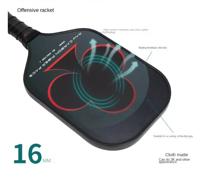 Hot Selling Durable Professional Competition Grade Hot Press Cloth Frosted Honeycomb Core Carbon Fiber Pickleball Paddle