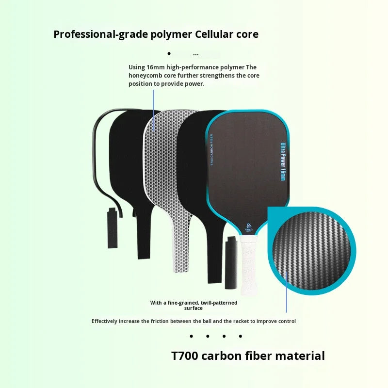 Brand New 16mm Portable Lightweight Matte Hot-Selling Honeycomb Core Carbon Fiber T700 Pickleball Racket Sports Equipment