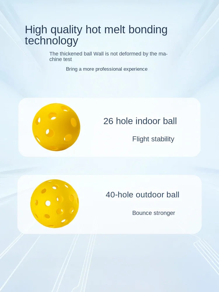 XY Brand New Style Durable Cylindrical TPE High Hardness Elastic PE Pickleball 2.5mm Thick 26g 40 Holes