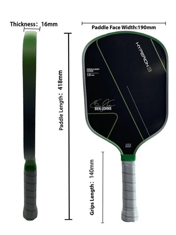 Raquette de Pickleball fibre de carbone Hyperion GEN3 Vert